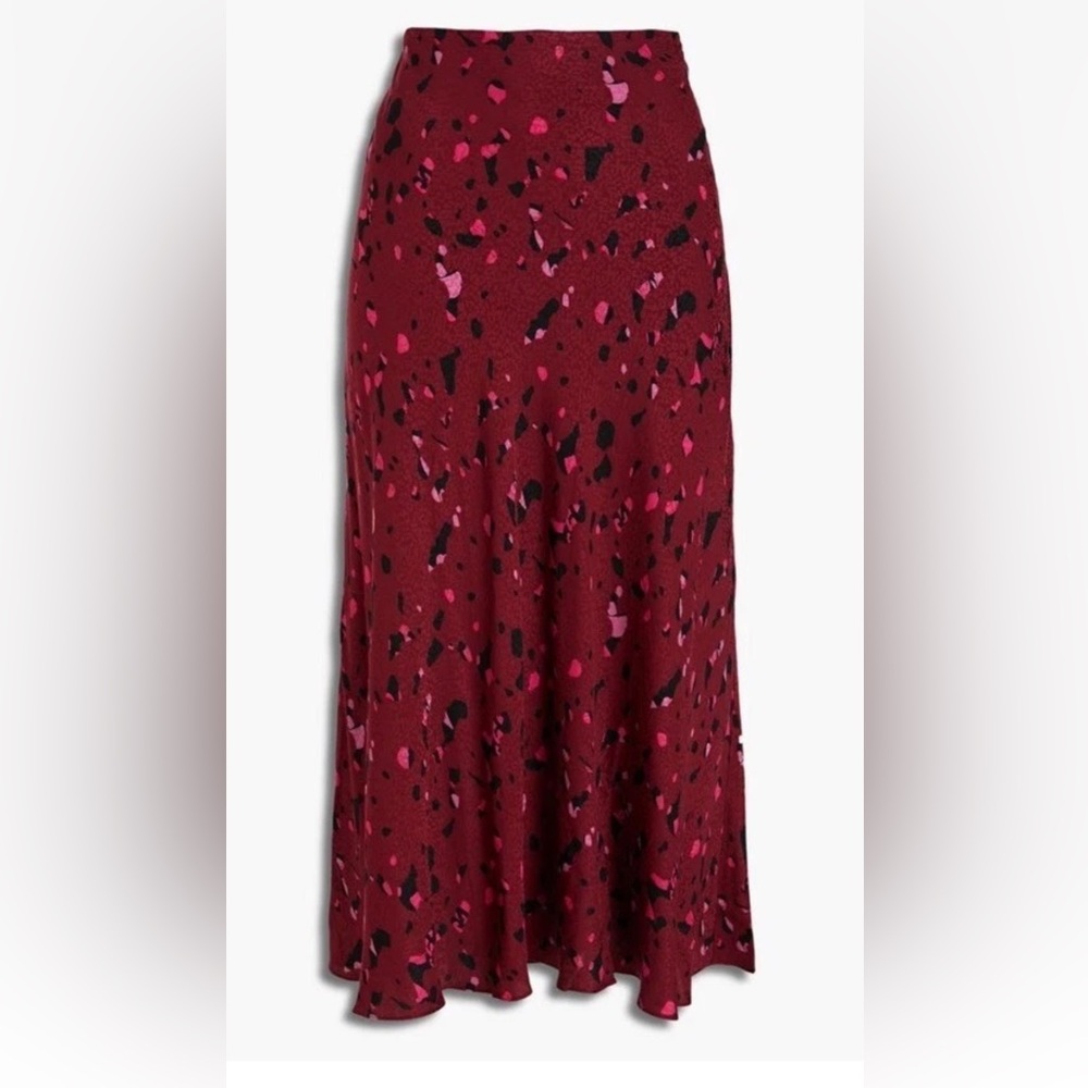 ba&sh Tomy Printed Satin Jacquard Midi Skirt Size XS